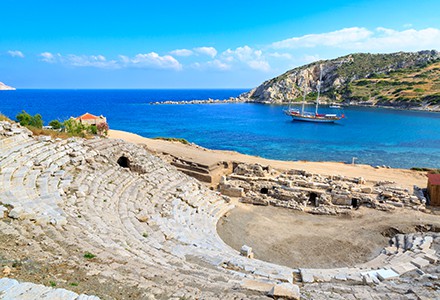 Amphitheater of ancient greek city knidos in Datca Turkey