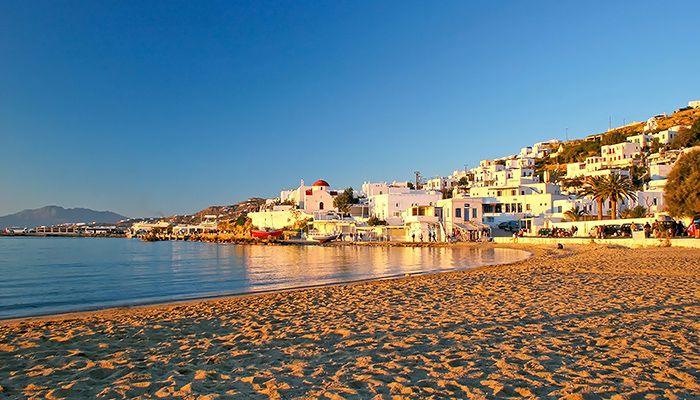 Mykonos Beach at sunset