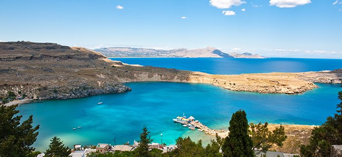 Rhodes view on the sea from the Acropoli of the Lindos