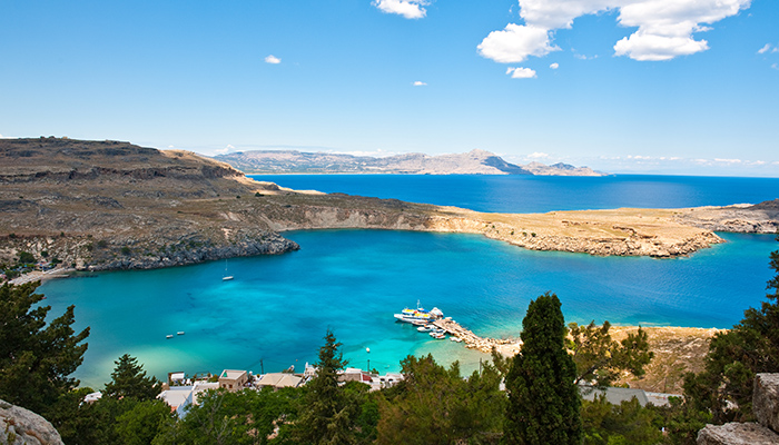 Rhodes view on the sea from the Acropoli of the Lindos