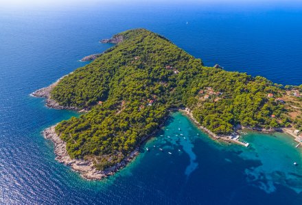 Rocky beach on Elaphites island Kolocep - Dubrovnik archipelago