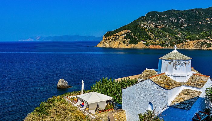 White church in Skopelos