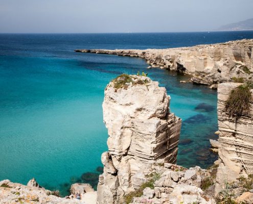 A view on the Cala Rossa a famous bay on the island of Favignana near Trapani in Sicily Italy