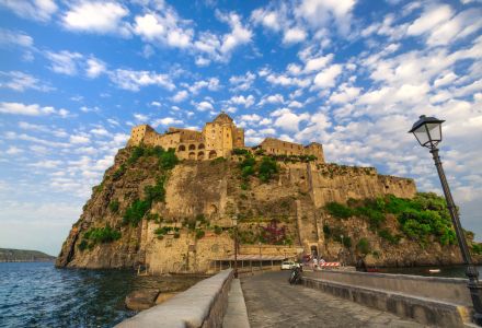 Beautifil view on Aragonese castle at sunse