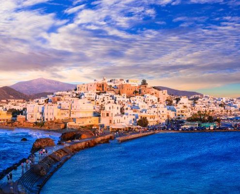 Beautiful Naxos island over sunset, Greece, Cyclades