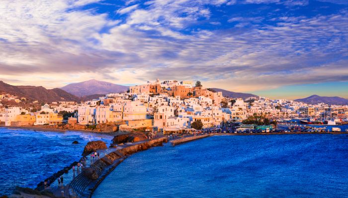 Beautiful Naxos island over sunset, Greece, Cyclades