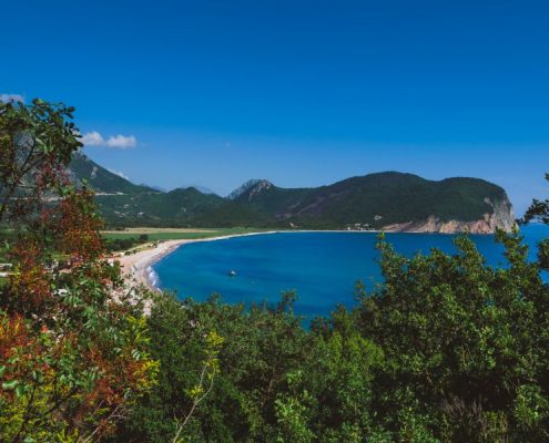 Buljarica beach near Petrovac, Montenegro. Buljarica is the largest beach in the Municipality of Budva