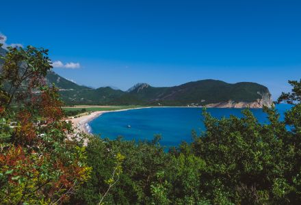 Buljarica beach near Petrovac, Montenegro. Buljarica is the largest beach in the Municipality of Budva