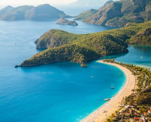 Oludeniz Lagoon In Sea Landscape View Of Beach