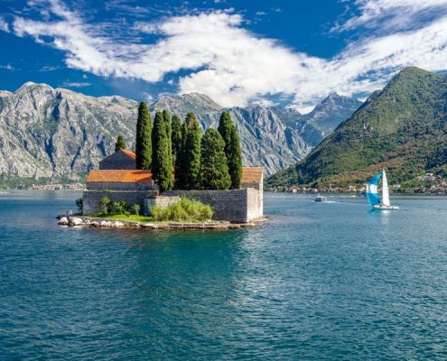 Perast insulae Santa George in Montenegro on the Adriatic Sea in Montenegro on the Adriatic Sea