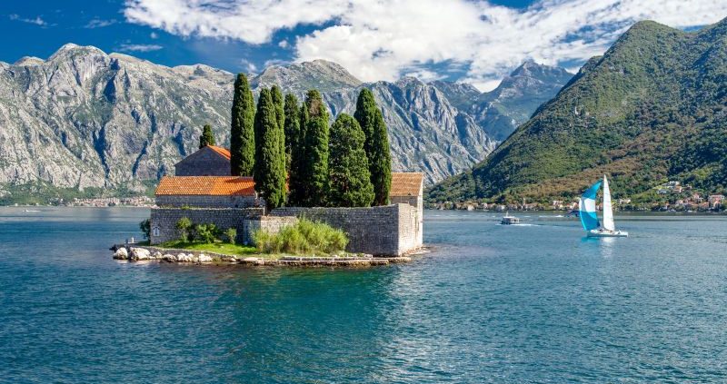 Perast insulae Santa George in Montenegro on the Adriatic Sea in Montenegro on the Adriatic Sea