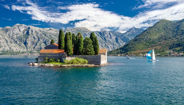 Perast insulae Santa George in Montenegro on the Adriatic Sea in Montenegro on the Adriatic Sea