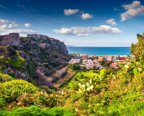 Sunny Morning View Of The Addolorata District Of Milazzo Town