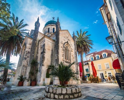 The Church of Archangel Michael in Herceg Novi and Belavista square