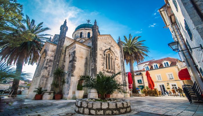 The Church of Archangel Michael in Herceg Novi and Belavista square