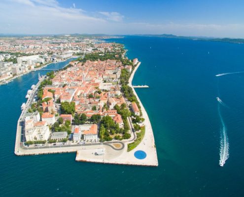 Aerial view of the city of Zadar in Croatia.