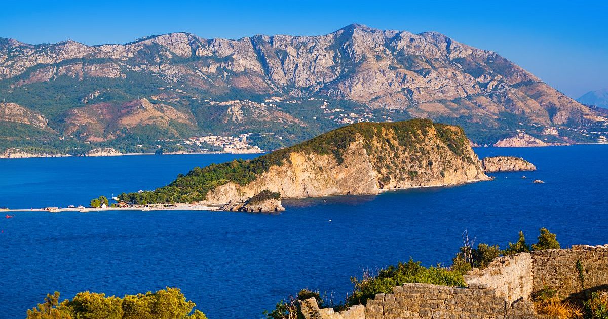 Island St. Nicholas in Budva Montenegro - travel background