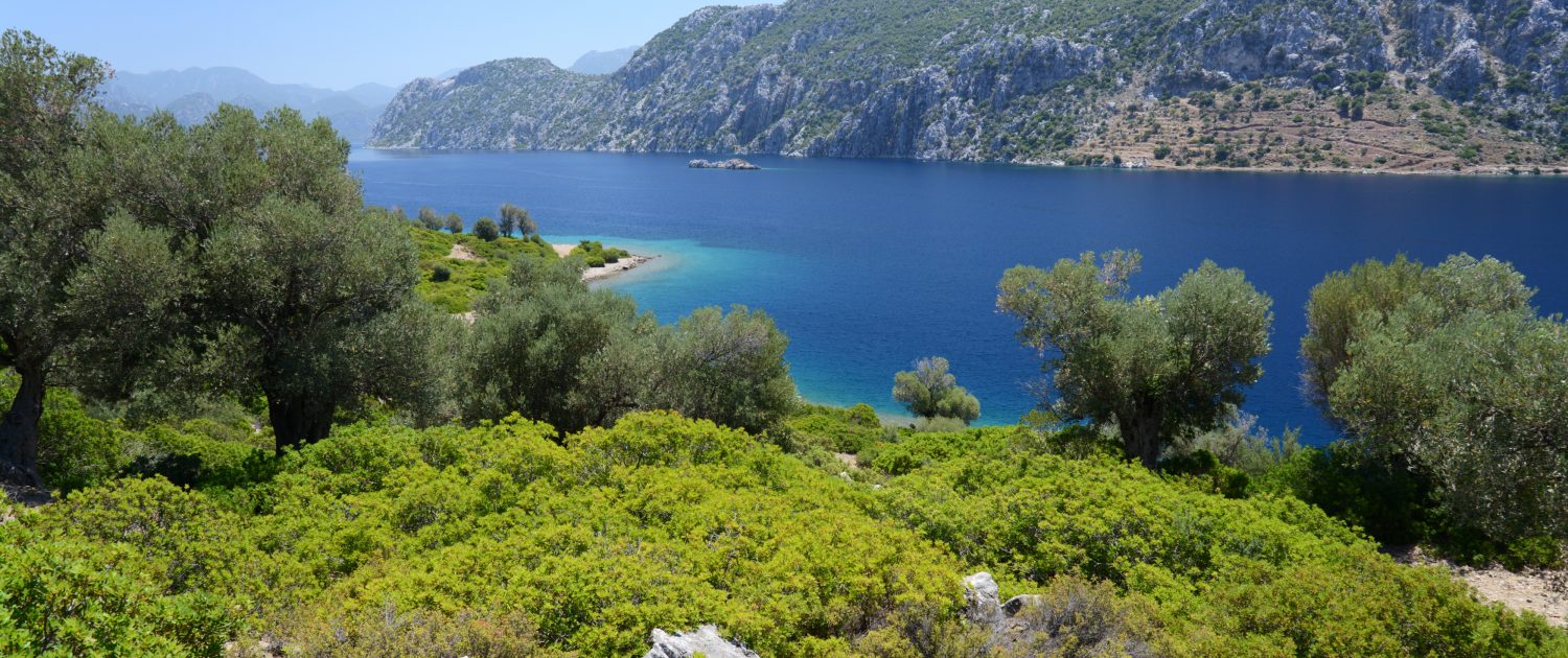 view of Camellia island in Hisaronu Bay, Aegean sea, Turkey