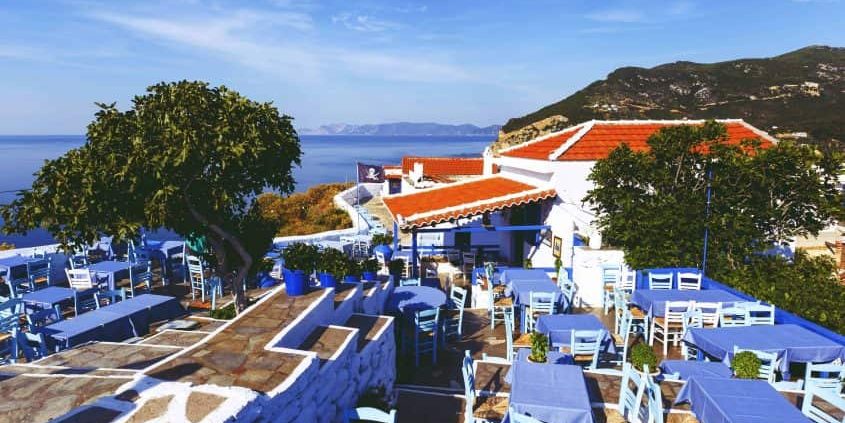 Enjoy in one of the restaurant on the castle hill in Skopelos town