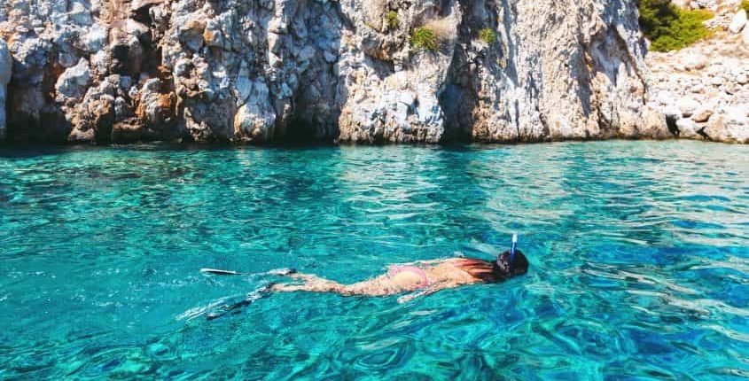 Snorkling in bay