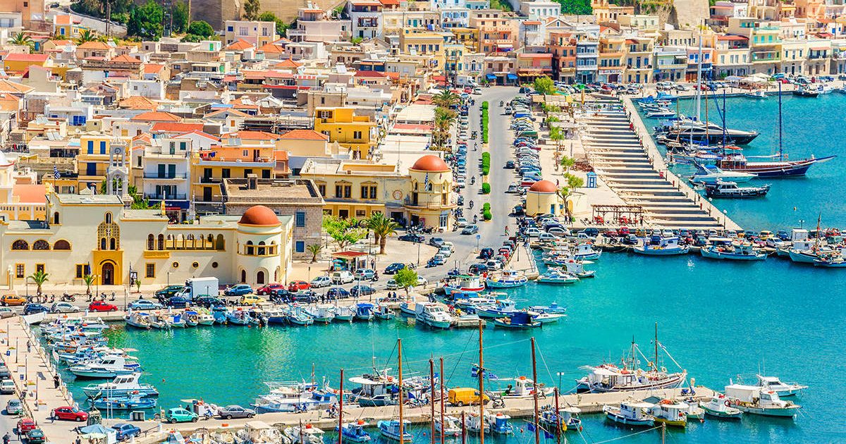 Port of Pothia on Kalymnos island, Greece