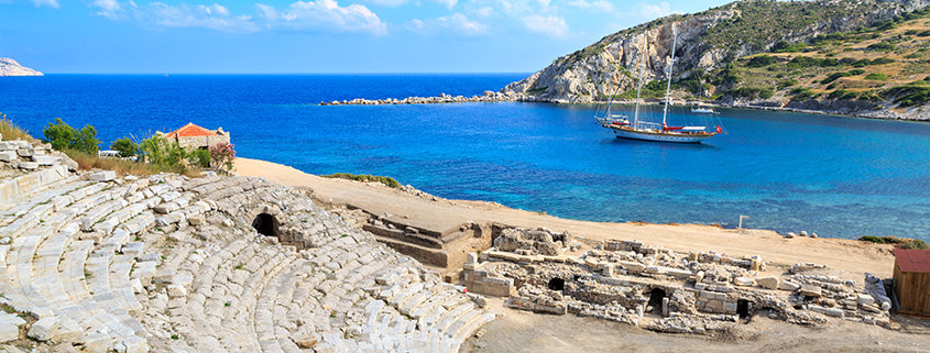 Amphitheater of ancient greek city knidos in Datca Turkey