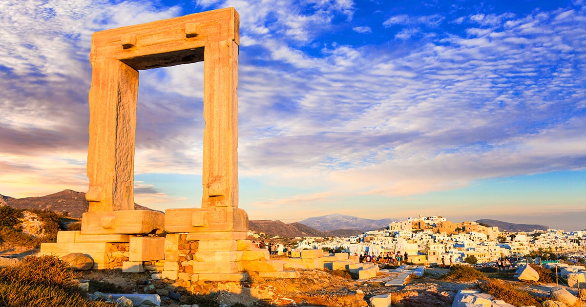 Landmarks of Greece - Antique Potara gates in Naxos island