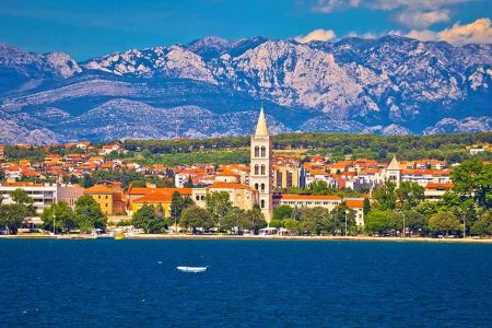 Zadar waterfront view from the sea Dalmatia Croatia