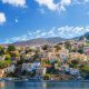 Panoramic view of the coast the island of Symi, Greece