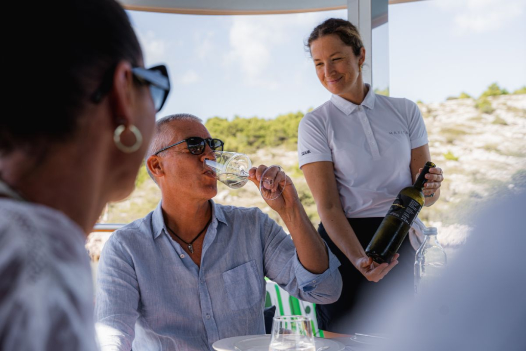 elderly wine tasting